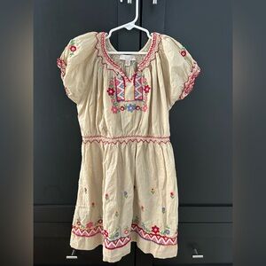Stella McCartney Kids Beige Dress with Colorful Embroidery